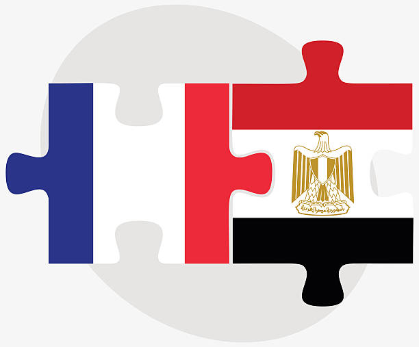 France and Egypt Flags Vector Image - France and Egypt Flags in puzzle isolated on white background ликвидацию через банкротство stock illustrations