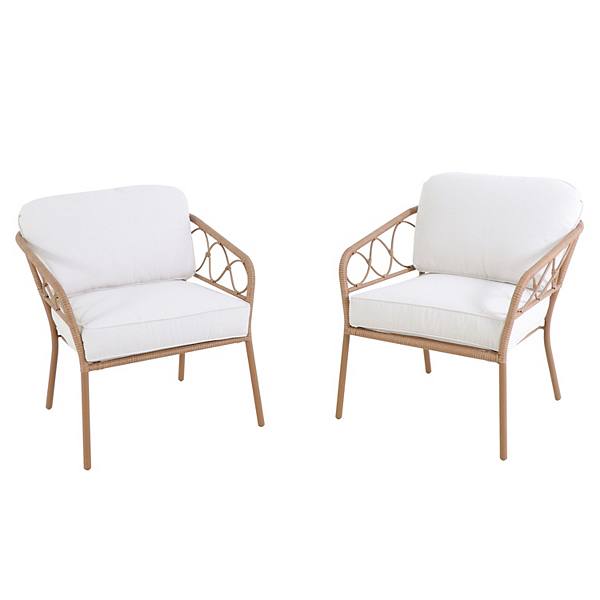 Pair of Vintage Rattan Chairs and Ottoman Patio Set at 1stDibs