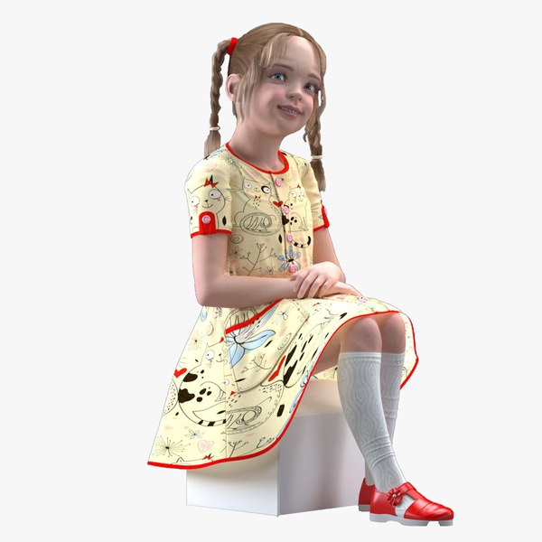 Realistic Child Girl Everyday Style Rigged for Cinema 4D 3D