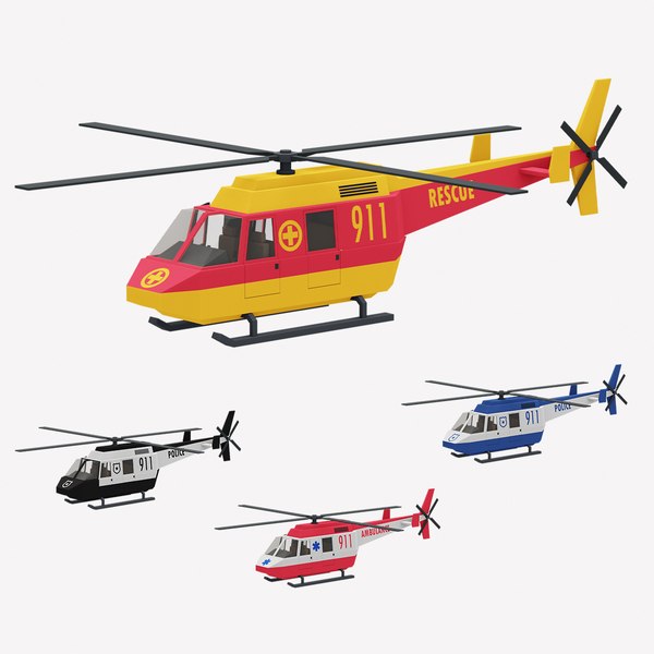 3D Stylized City 911 Helicopter Low Poly model