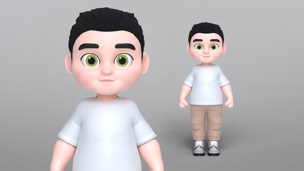 3D Cartoon Teen Boy Character 2 model