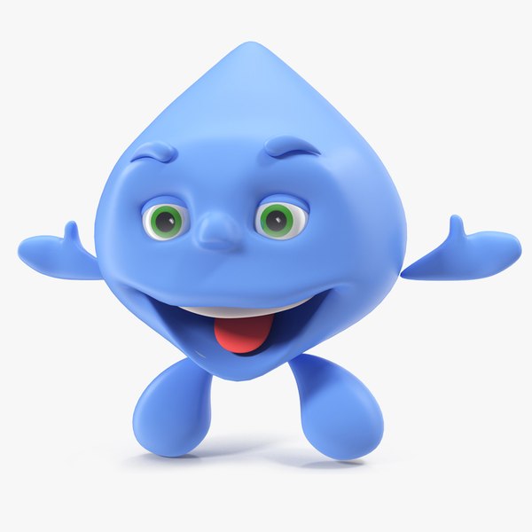 cartoon character water drop 3D model