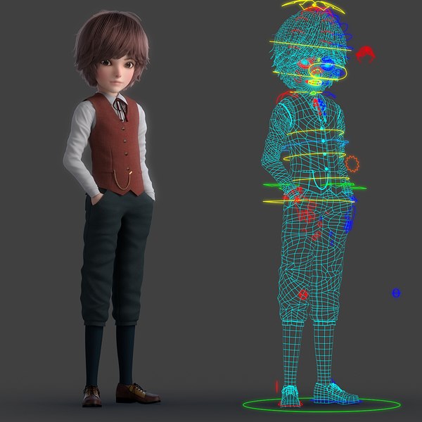 cartoon boy rigged 3D model