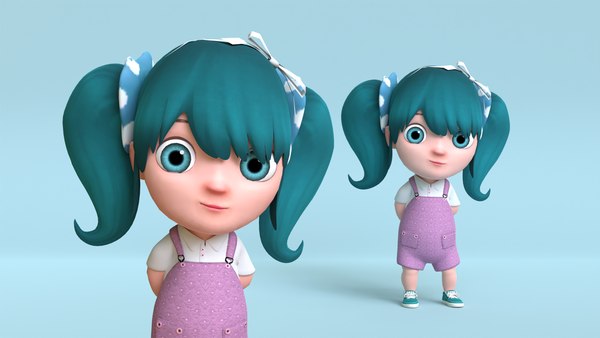 3D model cartoon baby girl