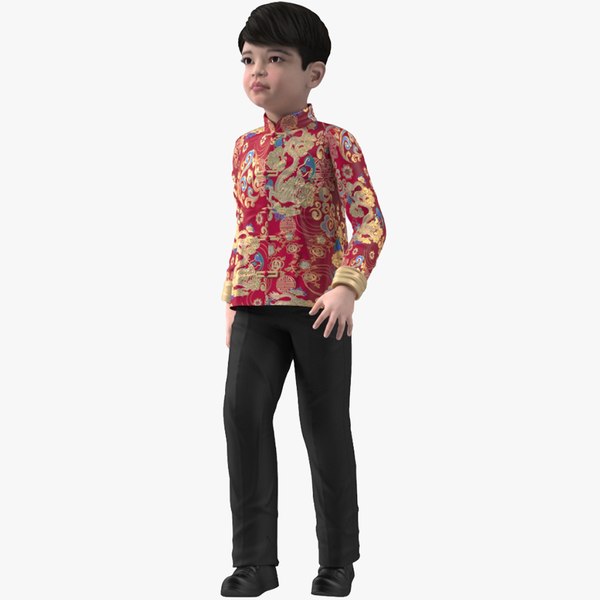 3D Chinese Boy Dragon Silk Costume Rigged for Cinema 4D