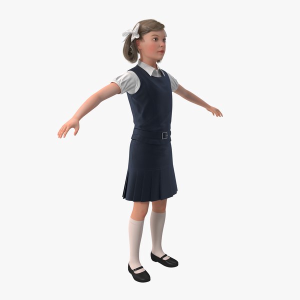 3d little school girl rigged