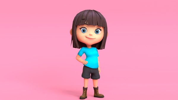 cartoon character girl 3D model