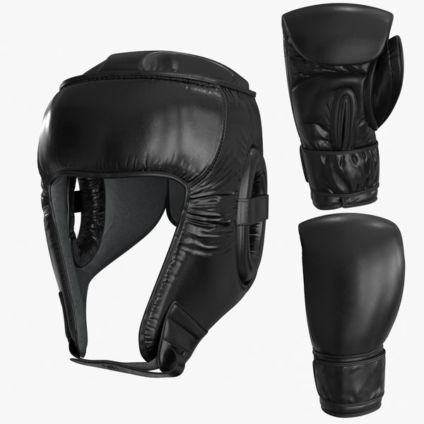 3D model Boxing Gloves Head Guard Collection