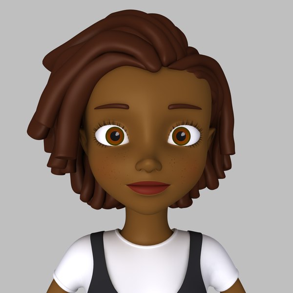 3D girl cartoon black model