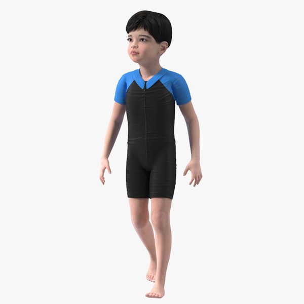 Asian Child Boy Swimwear Rigged for Modo 3D model