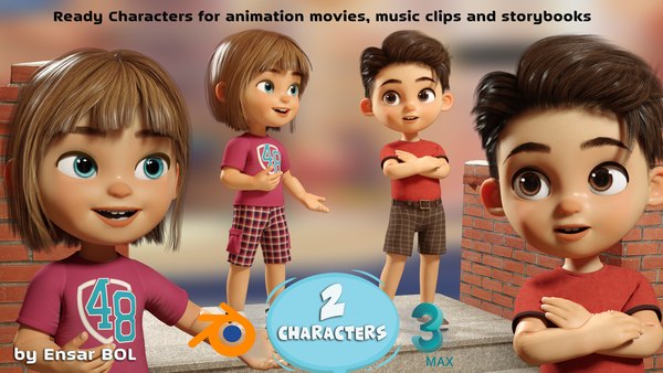 3D Toon Boy And Girl