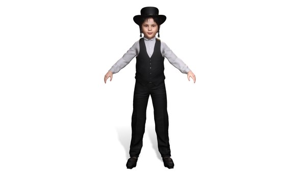 3D AAA 3D MODEL EUROPEAN JEWISH BOY CHARACTER - JEWISH BOY OUTFIT model