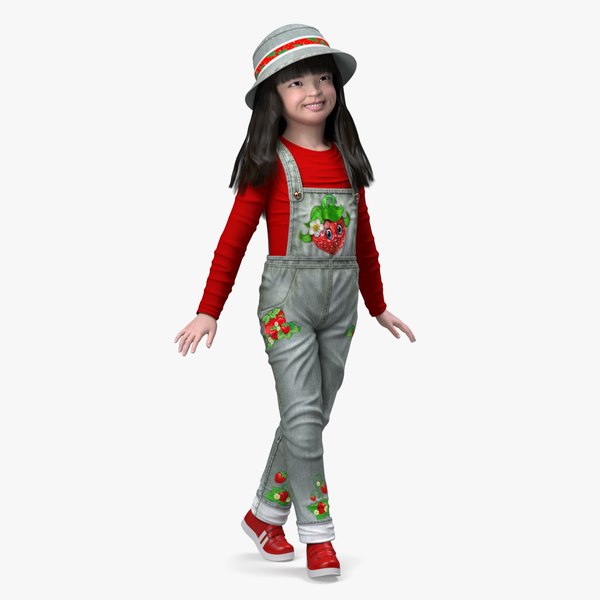 Smiling Girl in Street Clothes Walking 3D model