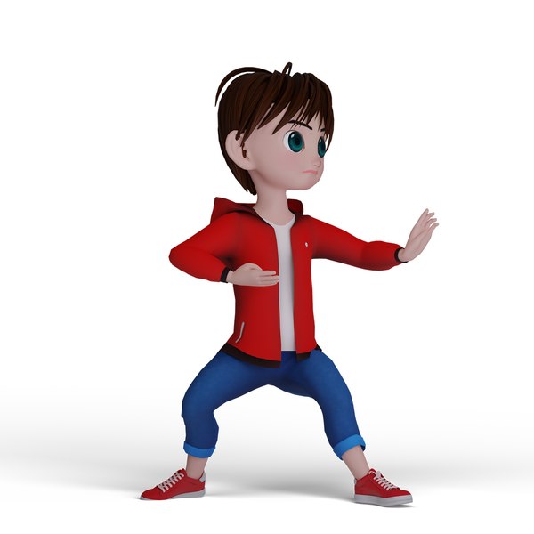 Cartoon Boy jacket Rigged Animated with Unity 3D model