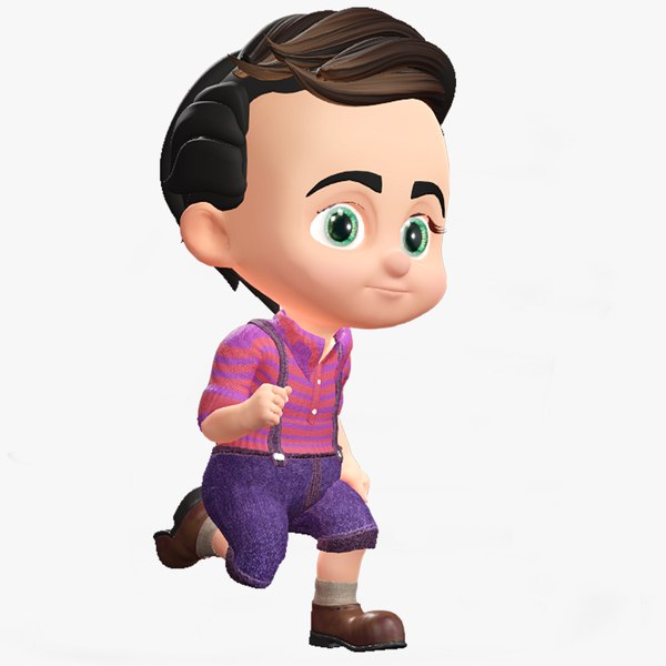 3D Cartoon 3d Rigged Little Cute Boy Character 3D Model model