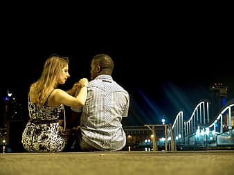 barcelona, night, couple, man, woman, love, together, people, girl, boy, sitting