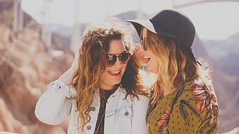 people, girls, women, friends, smile, laugh, happy, sunglasses, travel, hat