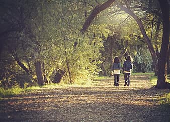 children, kids, walking, strolling, path, best friends, friendship, youth, innocence, child, young