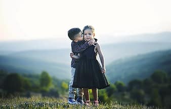 children, hug, siblings, brother, sister, friends, child, little, cute, kiss, people