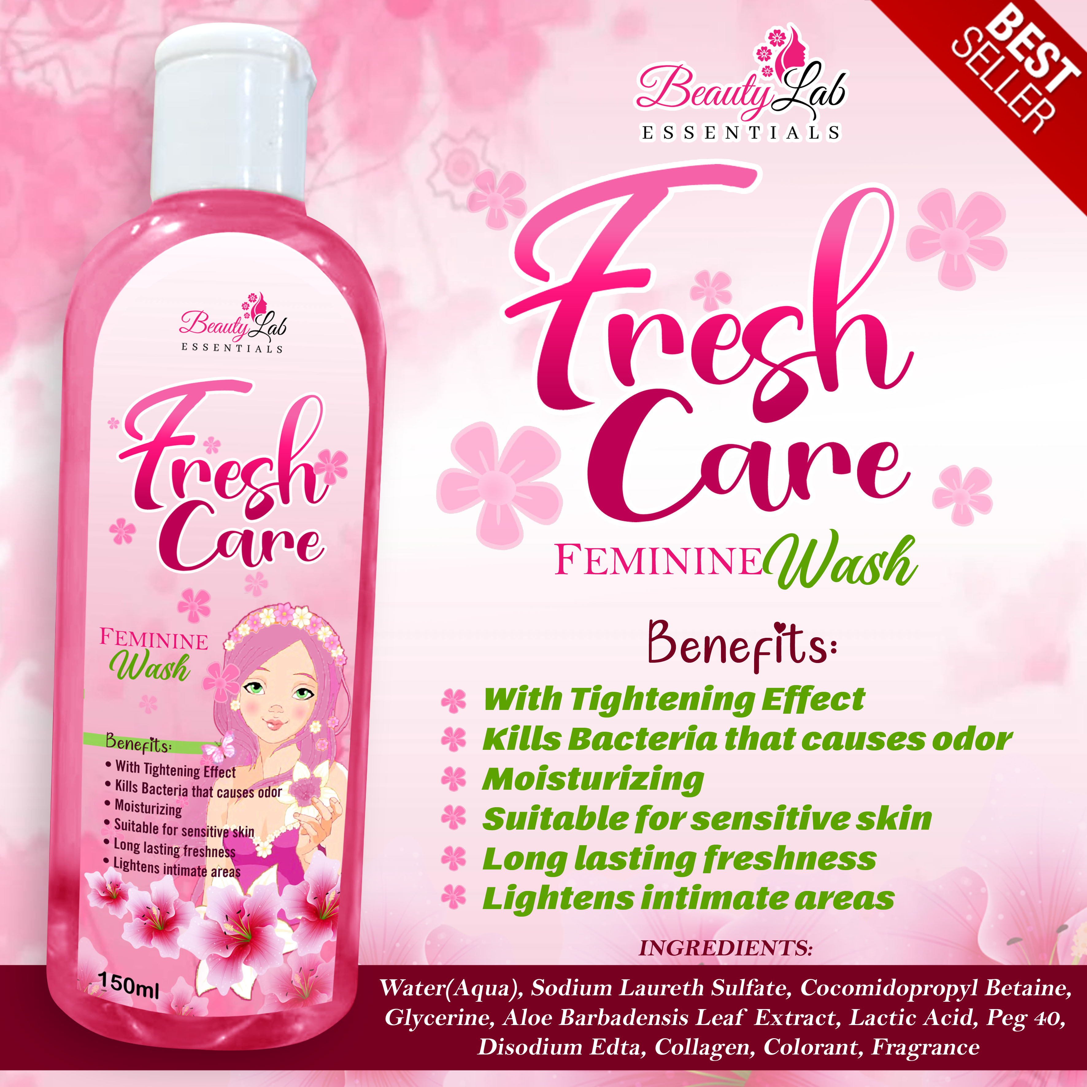 BEAUTY LAB ESSENTIALS WOMEN FRESH CARE FEMININE WASH feminine wash whitening and tightening ...