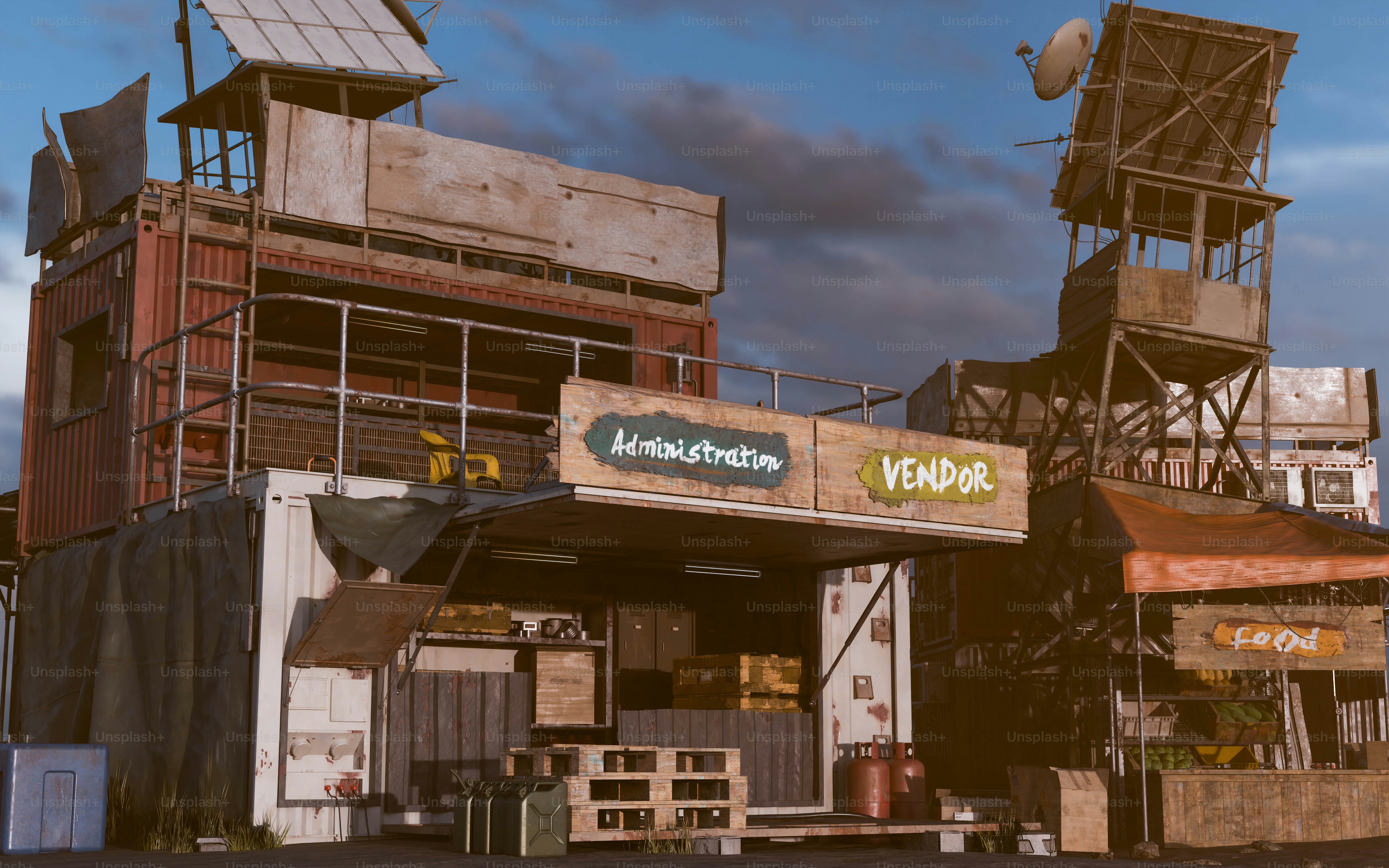 A post apocalyptic shop in a settlement